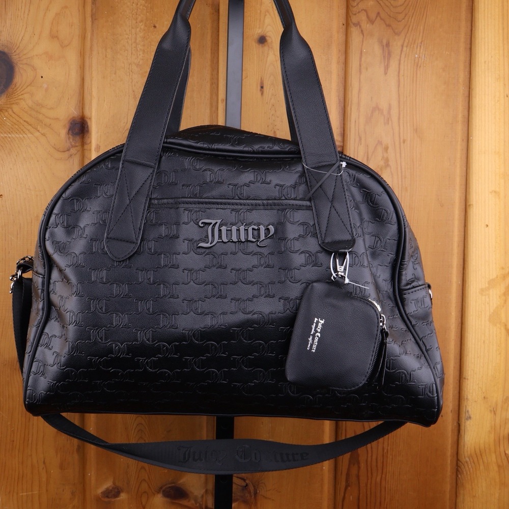 Juicy Couture Black Embossed Logo Weekender Duffel Bag
